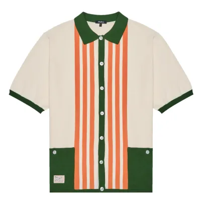 MALBON GOLF GABBIANO KNIT BUTTON UP    
