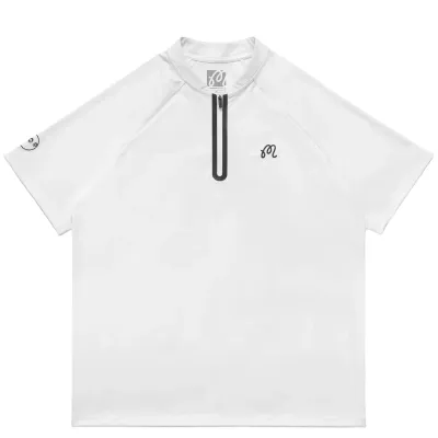 MALBON GOLF PERFORMANCE ZIP BLADE COLLAR POLO SHIRT  