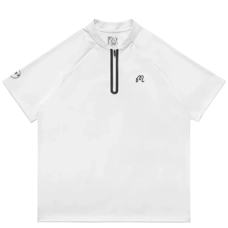 MALBON GOLF PERFORMANCE ZIP BLADE COLLAR POLO SHIRT  