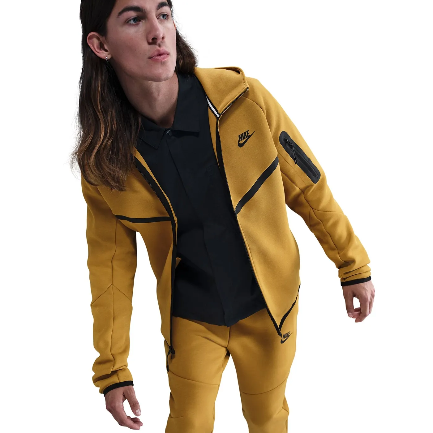 Nike Tech Fleece Windrunner Full-Zip Hoodie – Ochre/Black