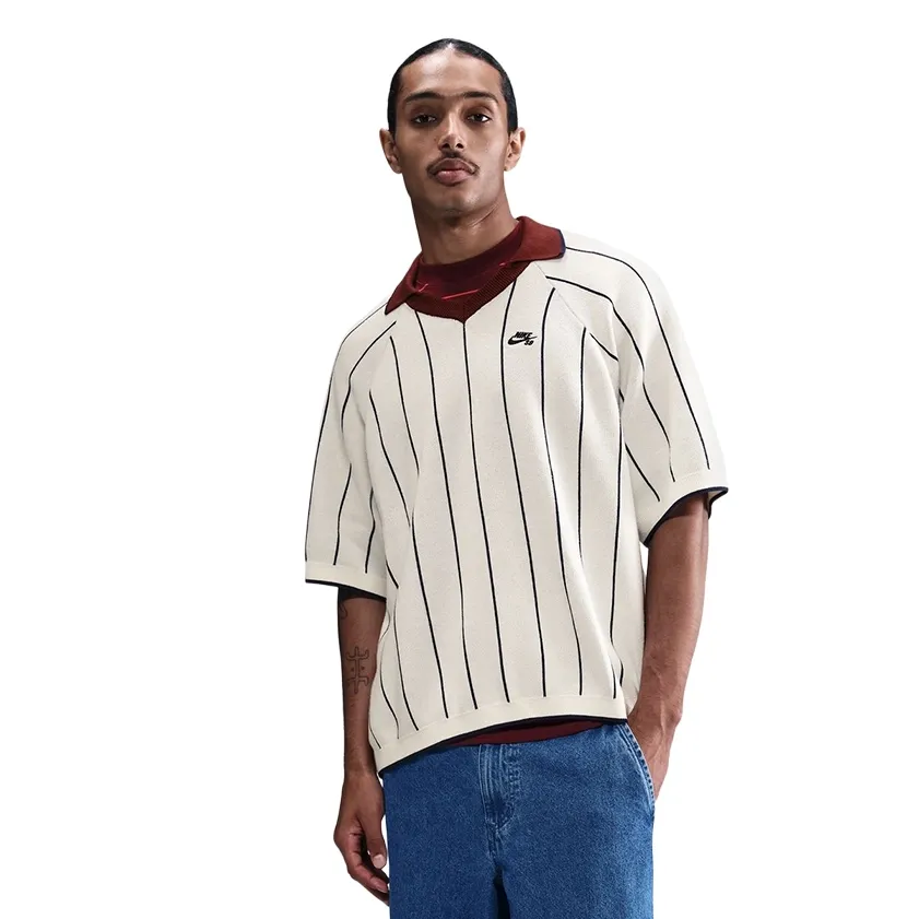 NIKE SB STRIPED SHORT-SLEEVED POLO SWEATER