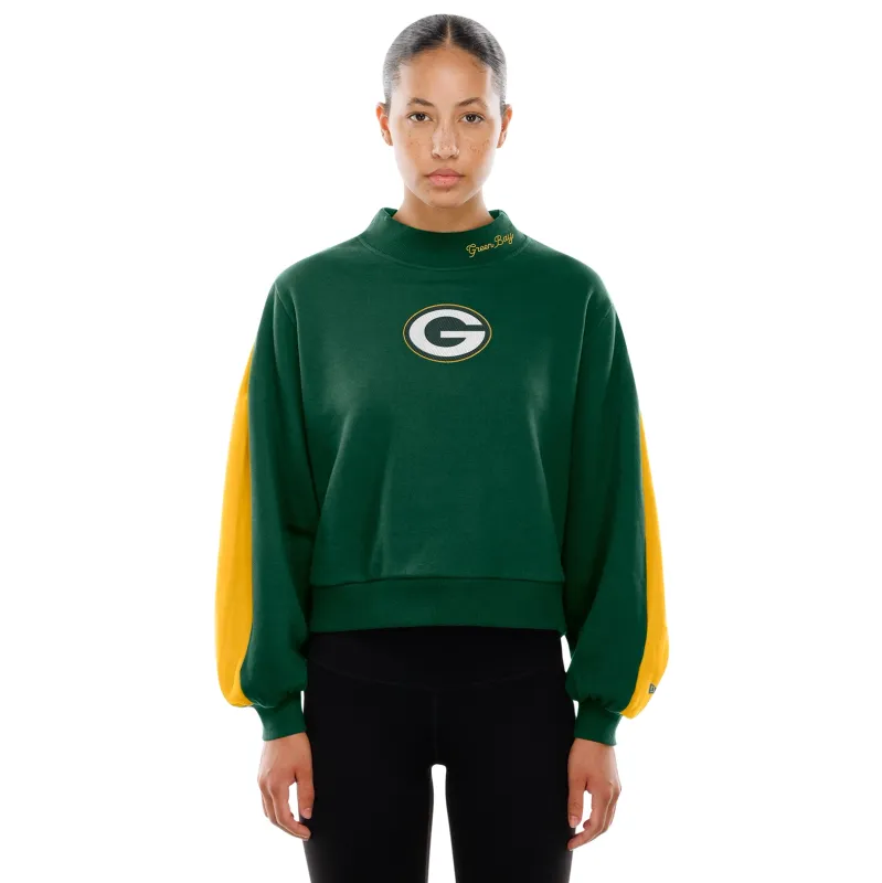 NEW ERA GREEN BAY PACKERS WOMEN&#39;S MOCK CREWNECK SWEATSHIRT