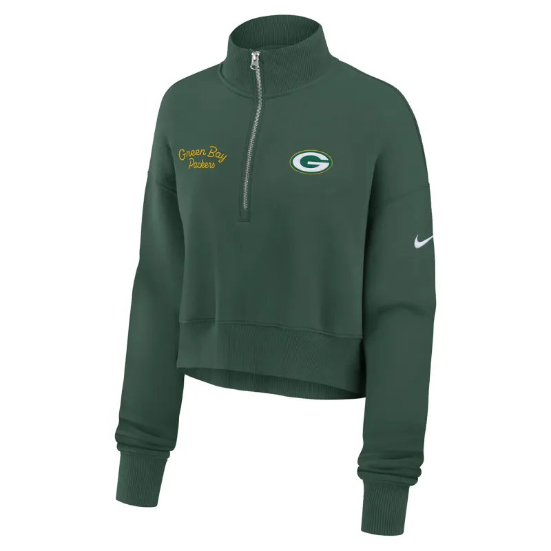 NIKE GREEN BAY PACKERS WOMENS PHOENIX 1/4 ZIP SWEATSHIRT