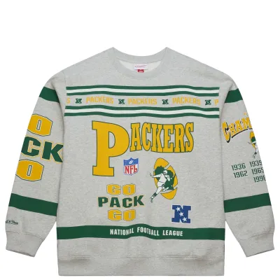 MITCHELL &amp; NESS GREEN BAY PACKERS ALL OVER PRINT CREWNECK SWEATSHIRT