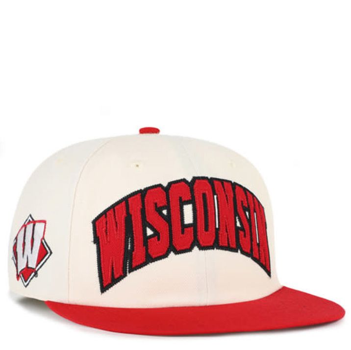&#39;47 BRAND WISCONSIN BADGERS OFF HAND CAPTAIN WOOL SNAPBACK HAT