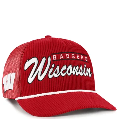 &#39;47 BRAND WISCONSIN BADGERS DOUBLE HEADER MESH HITCH SNAPBACK HAT