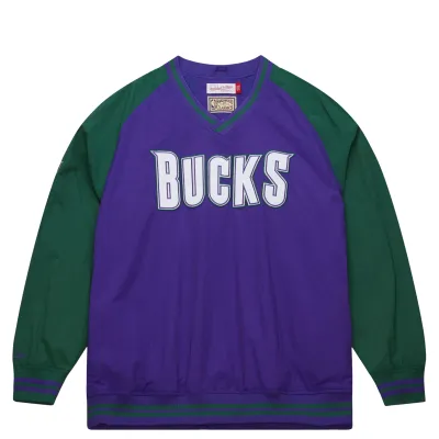 MITCHELL &amp; NESS MILWAUKEE BUCKS NYLON PULLOVER JACKET