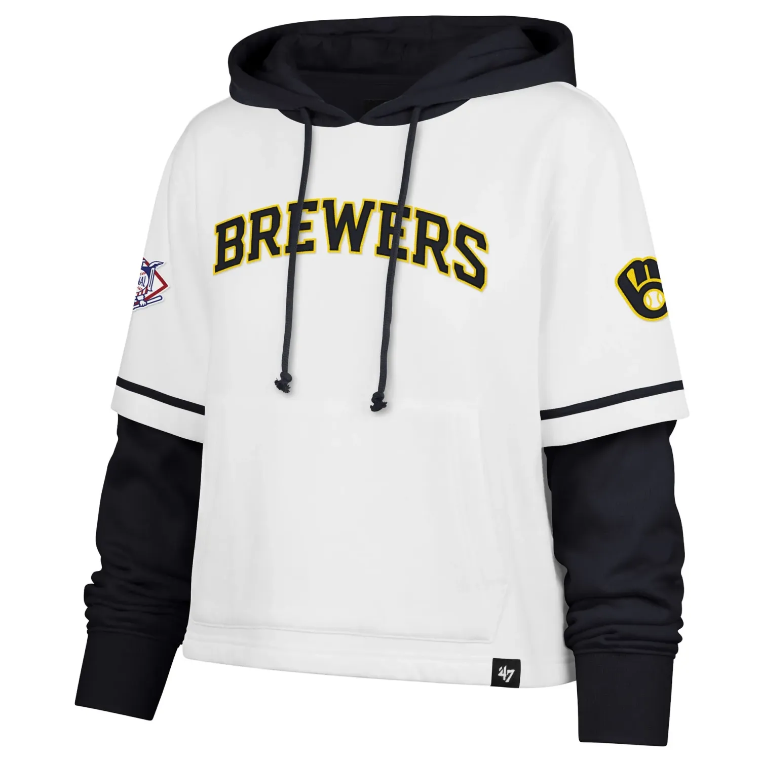 &#39;47 BRAND MILWAUKEE BREWERS WOMEN&#39;S TRIFECTA CROPPED SHORTSTOP HOODIE