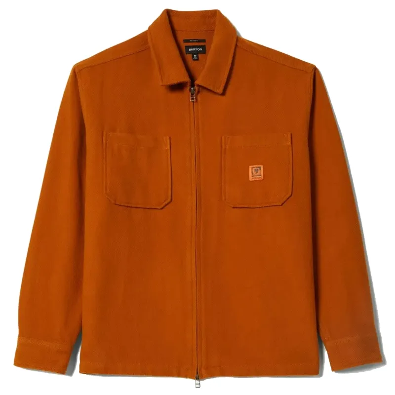 BRIXTON UNION ZIP-UP LONG SLEEVE FLANNEL SHIRT 