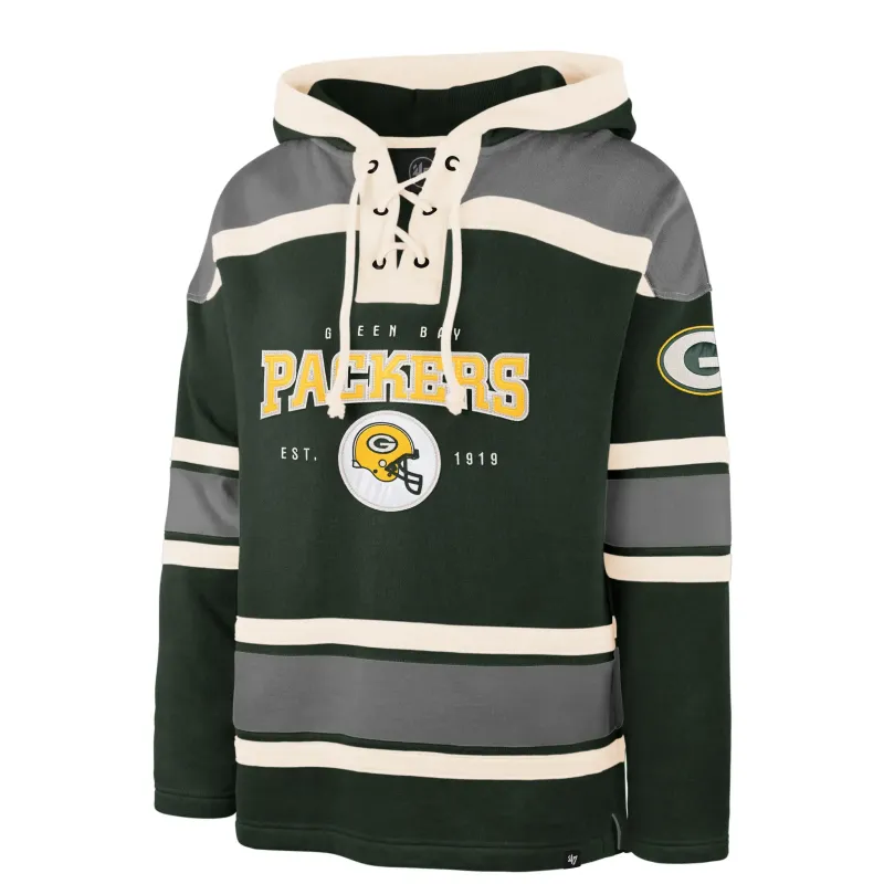 &#39;47 BRAND GREEN BAY PACKERS FIRST DOWN LACER HOODIE
