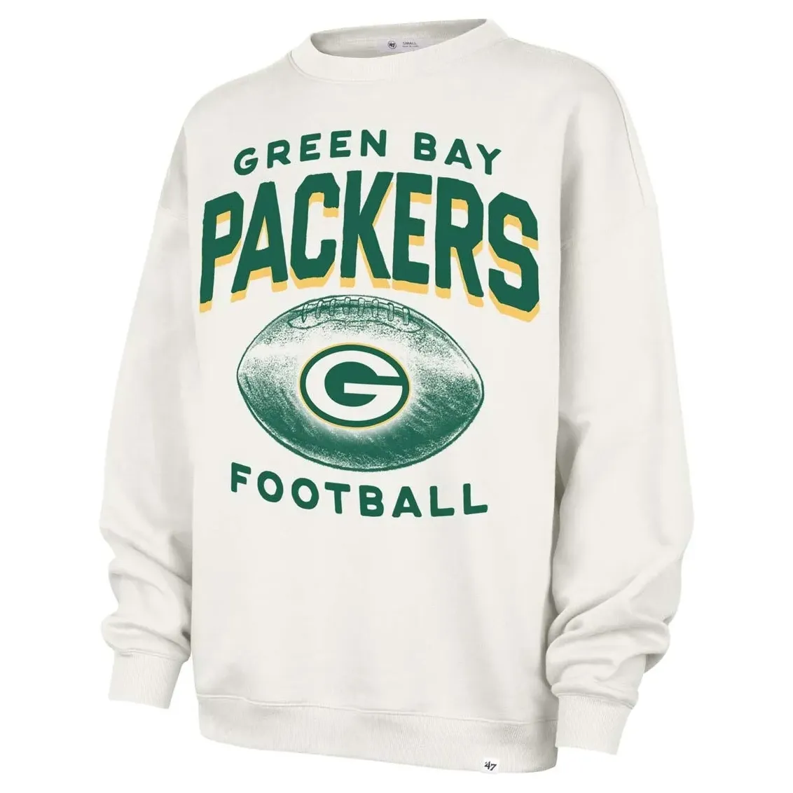 &#39;47 BRAND GREEN BAY PACKERS WOMEN&#39;S ARCH CLOUD OVERSIZED CREWNECK SWEATSHIRT  