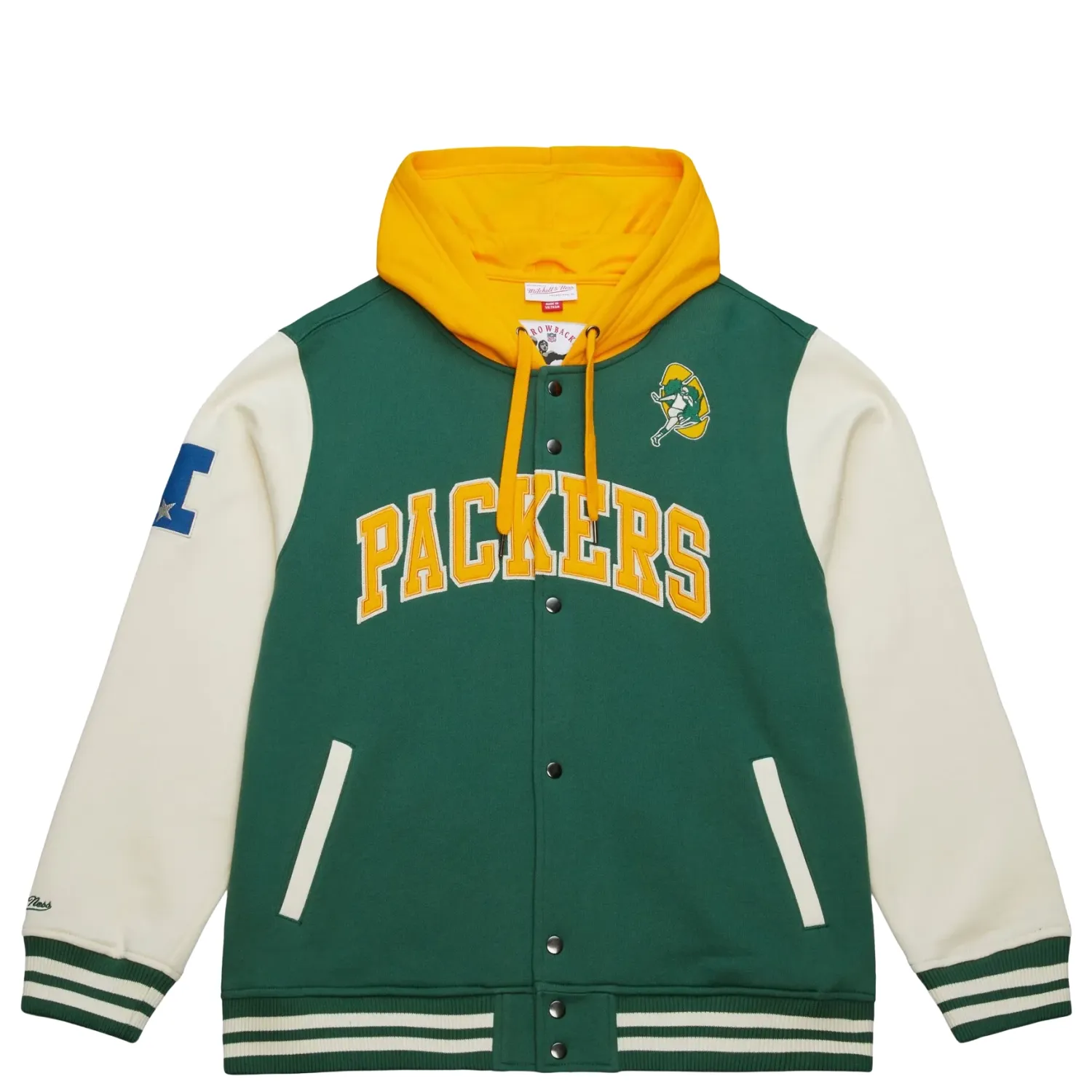 MITCHELL &amp; NESS GREEN BAY PACKERS SIDELINE BUTTON HOODED JACKET