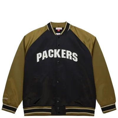 MITCHELL &amp; NESS GREEN BAY PACKERS DOUBLE CLUTCH LIGHTWEIGHT SATIN JACKET