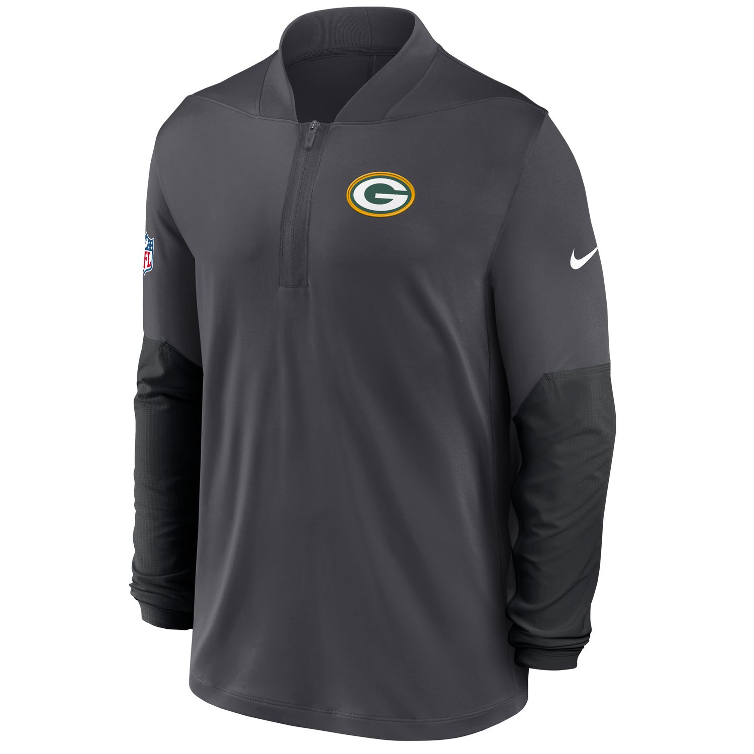 NIKE GREEN BAY PACKERS DRI-FIT SIDELINE 1/2 ZIP