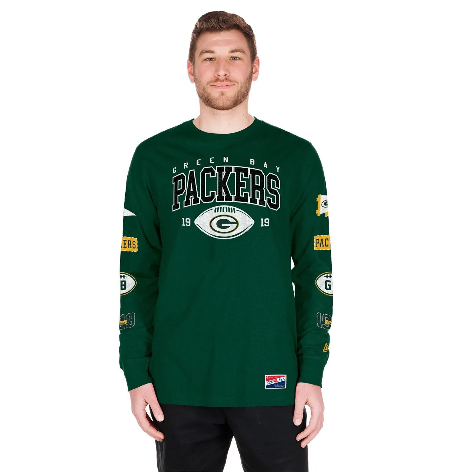 NEW ERA GREEN BAY PACKERS LOGOS LONG SLEEVE TEE