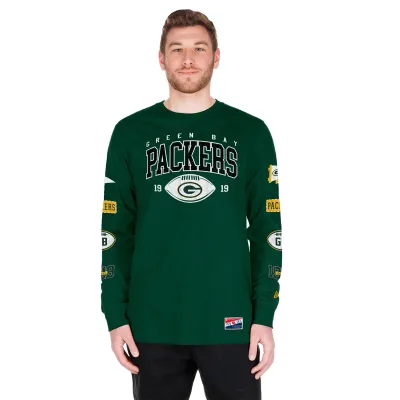 NEW ERA GREEN BAY PACKERS LOGOS LONG SLEEVE TEE
