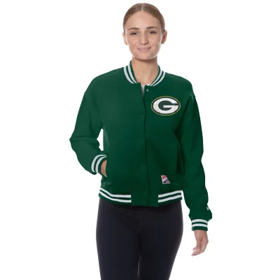 NEW ERA GREEN BAY PACKERS WOMEN&#39;S SNAP FRONT FLEECE JACKET