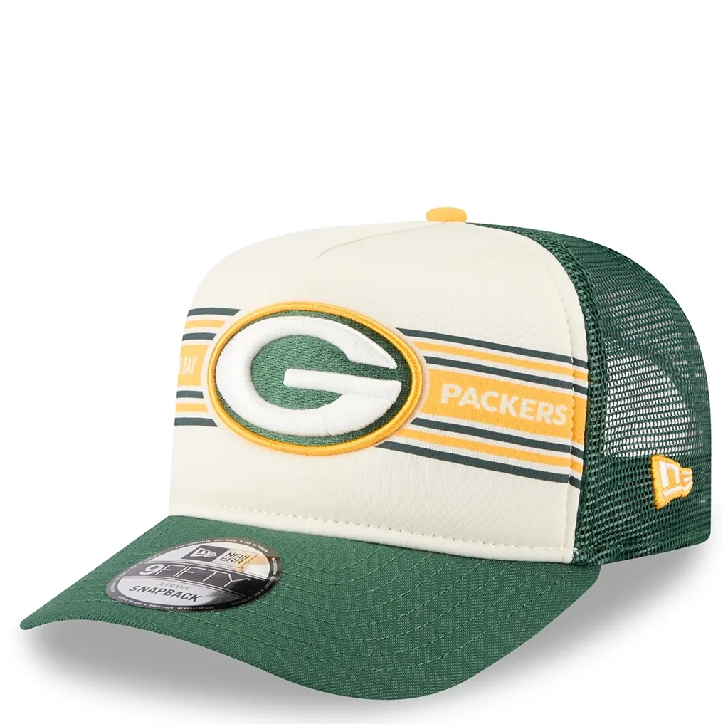 NEW ERA GREEN BAY PACKERS BANNER AFRAME 9FIFTY TRUCKER SNAPBACK HAT