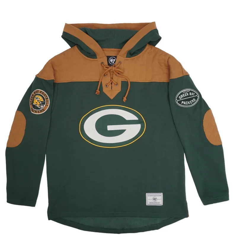 &#39;47 BRAND GREEN BAY PACKERS FLANNAGAN WINGBACK LACER HOODIE 