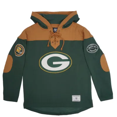 &#39;47 BRAND GREEN BAY PACKERS FLANNAGAN WINGBACK LACER HOODIE