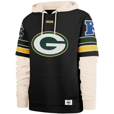 &#39;47 BRAND GREEN BAY PACKERS SPLIT ZONE CORNERBACK LACER HOODIE