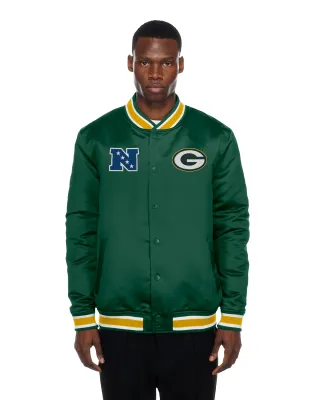 New Era Green Bay Packers Sport Class Satin Jacket - Green