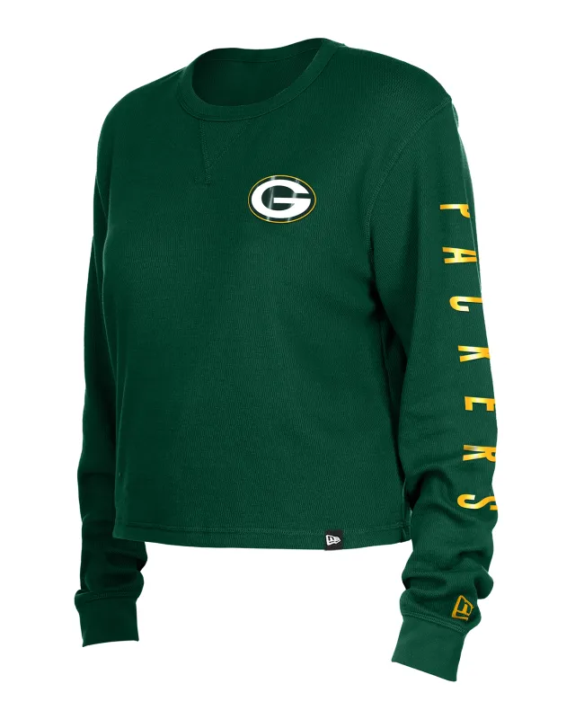 NEW ERA GREEN BAY PACKERS WOMEN&#39;S THERMAL KNIT CROP LONG SLEEVE 