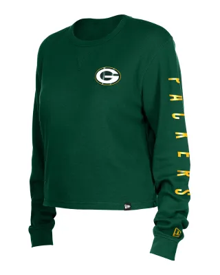 NEW ERA GREEN BAY PACKERS WOMEN&#39;S THERMAL KNIT CROP LONG SLEEVE