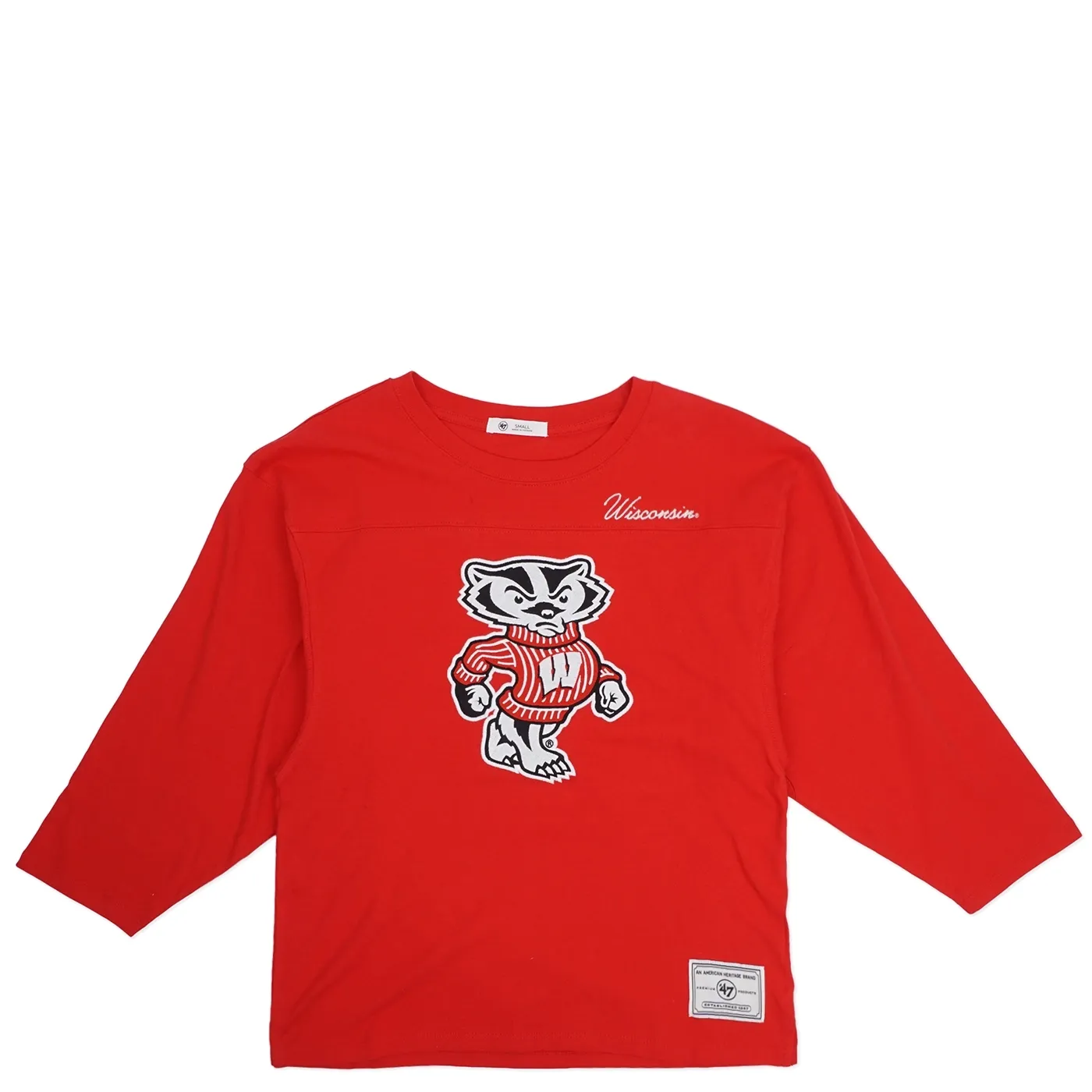 &#39;47 BRAND WISCONSIN BADGERS WOMEN&#39;S GAME NOD TIMELESS 3/4 SLEEVE TEE