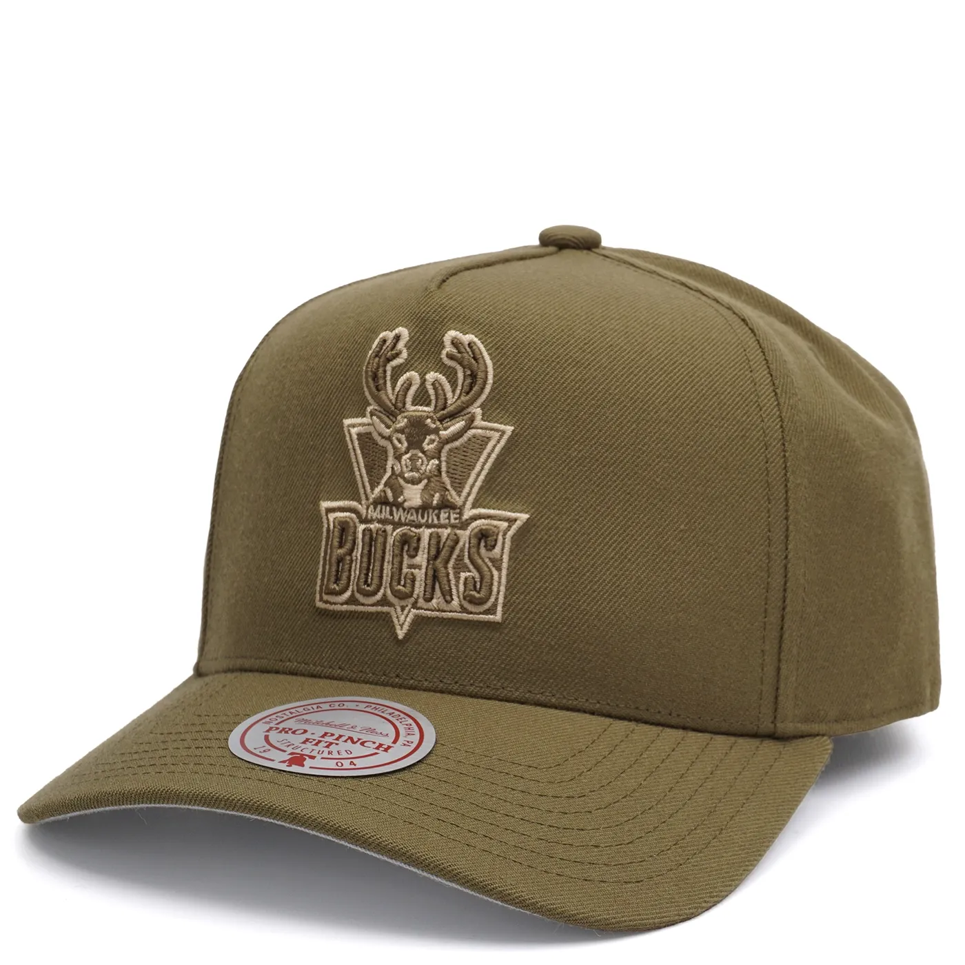 MITCHELL &amp; NESS MILWAUKEE BUCKS FASHION PRO PINCH SNAPBACK HAT