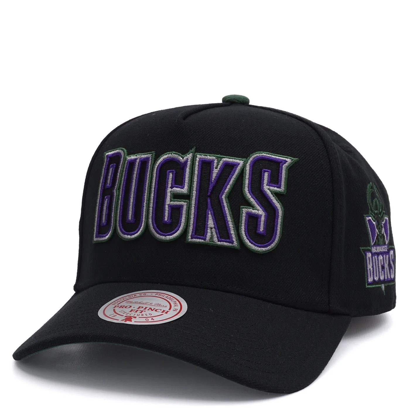 MITCHELL &amp; NESS MILWAUKEE BUCKS CLASS ACT PRO PINCH SNAPBACK HAT