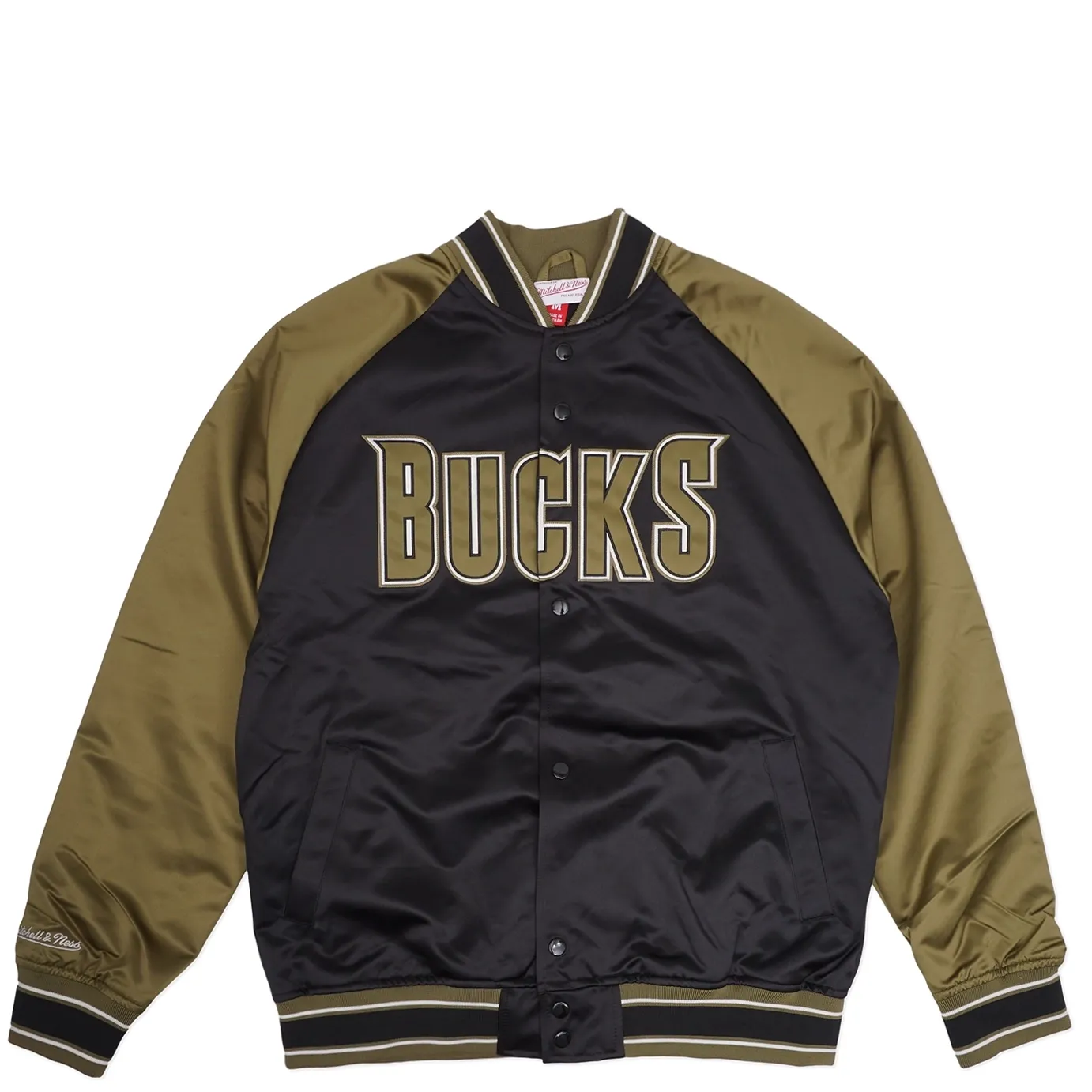 MITCHELL &amp; NESS MILWAUKEE BUCKS DOUBLE CLUTCH LIGHTWEIGHT SATIN JACKET
