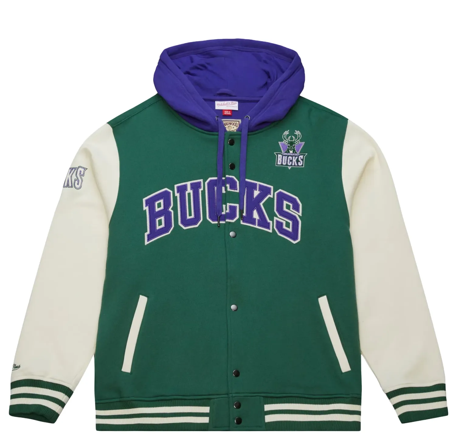 MITCHELL &amp; NESS MILWAUKEE BUCKS COURTSIDE BUTTON JACKET