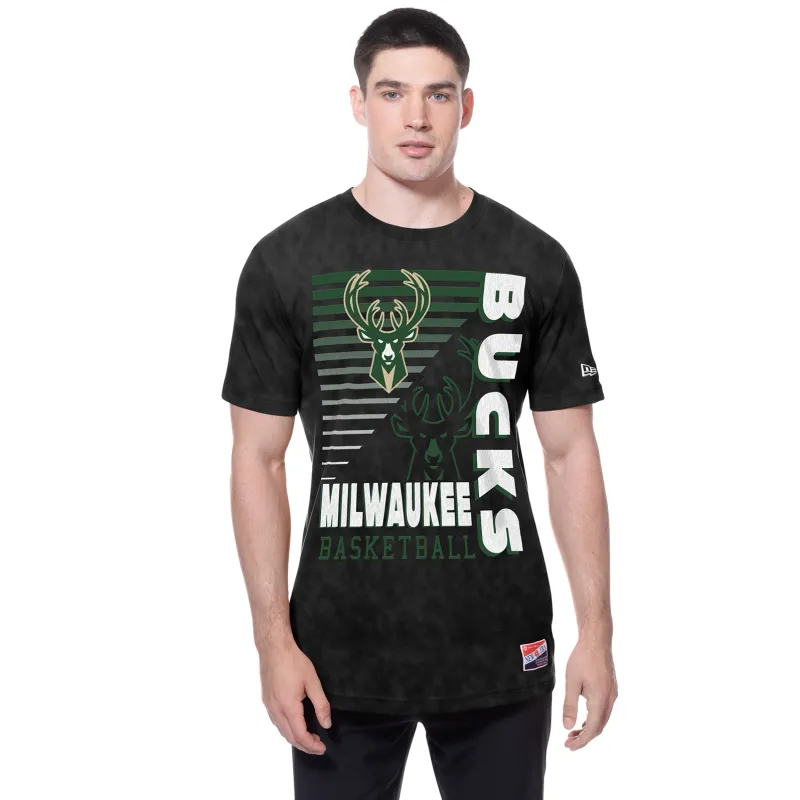 NEW ERA MILWAUKEE BUCKS FADE AWAY MINERAL WASH TEE