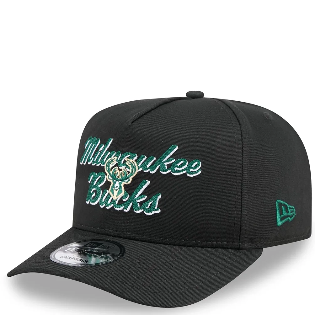 NEW ERA MILWAUKEE BUCKS CHAINSTITCH A-FRAME 9FIFTY SNAPBACK HAT