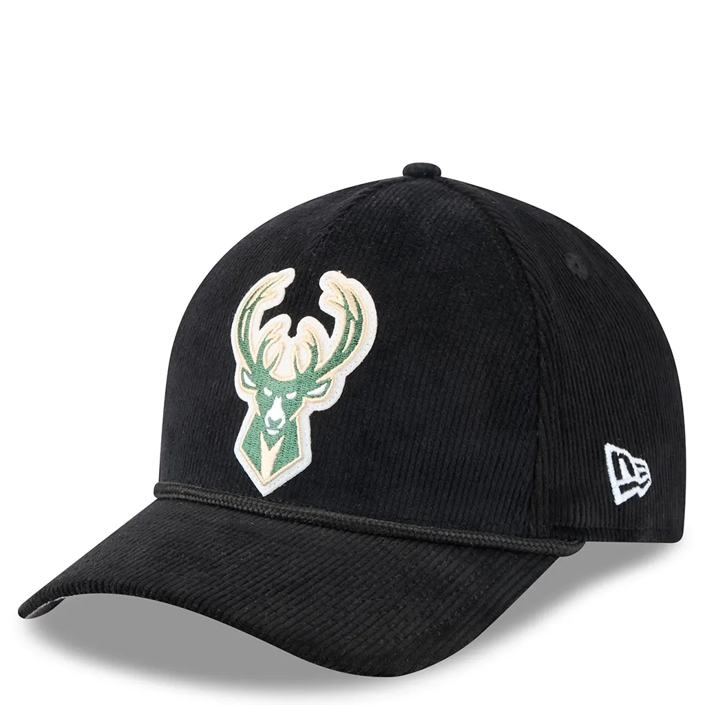NEW ERA MILWAUKEE BUCKS CORDUROY 9FORTY A-FRAME SNAPBACK HAT