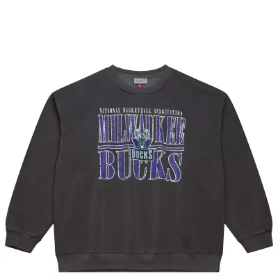 MITCHELL &amp; NESS MILWAUKEE BUCKS DOWNTOWN CREWNECK SWEATSHIRT