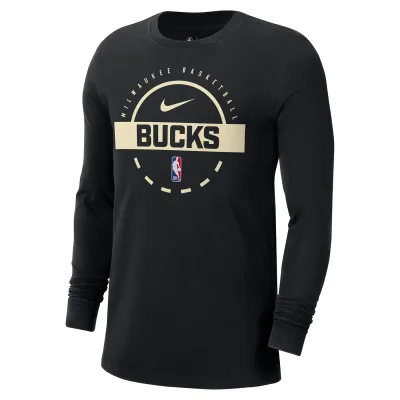 NIKE MILWAUKEE BUCKS &#39;25-26 PRACTICE LONG SLEEVE TEE