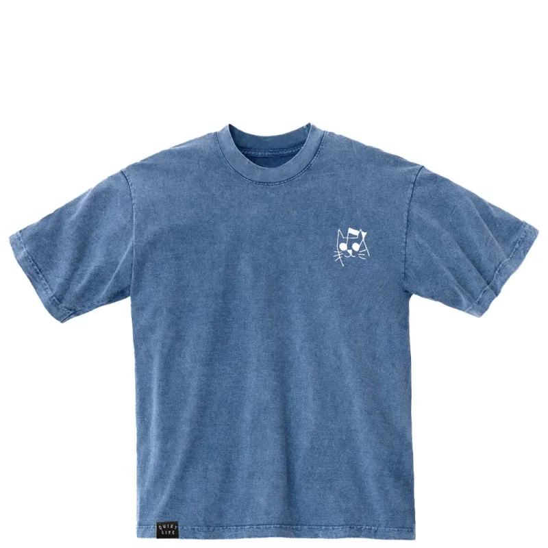 THE QUIET LIFE MUSIC CAT EMBROIDERED MINERAL TEE THE QUIET LIFE MUSIC CAT EMBROIDERED MINERAL TEE