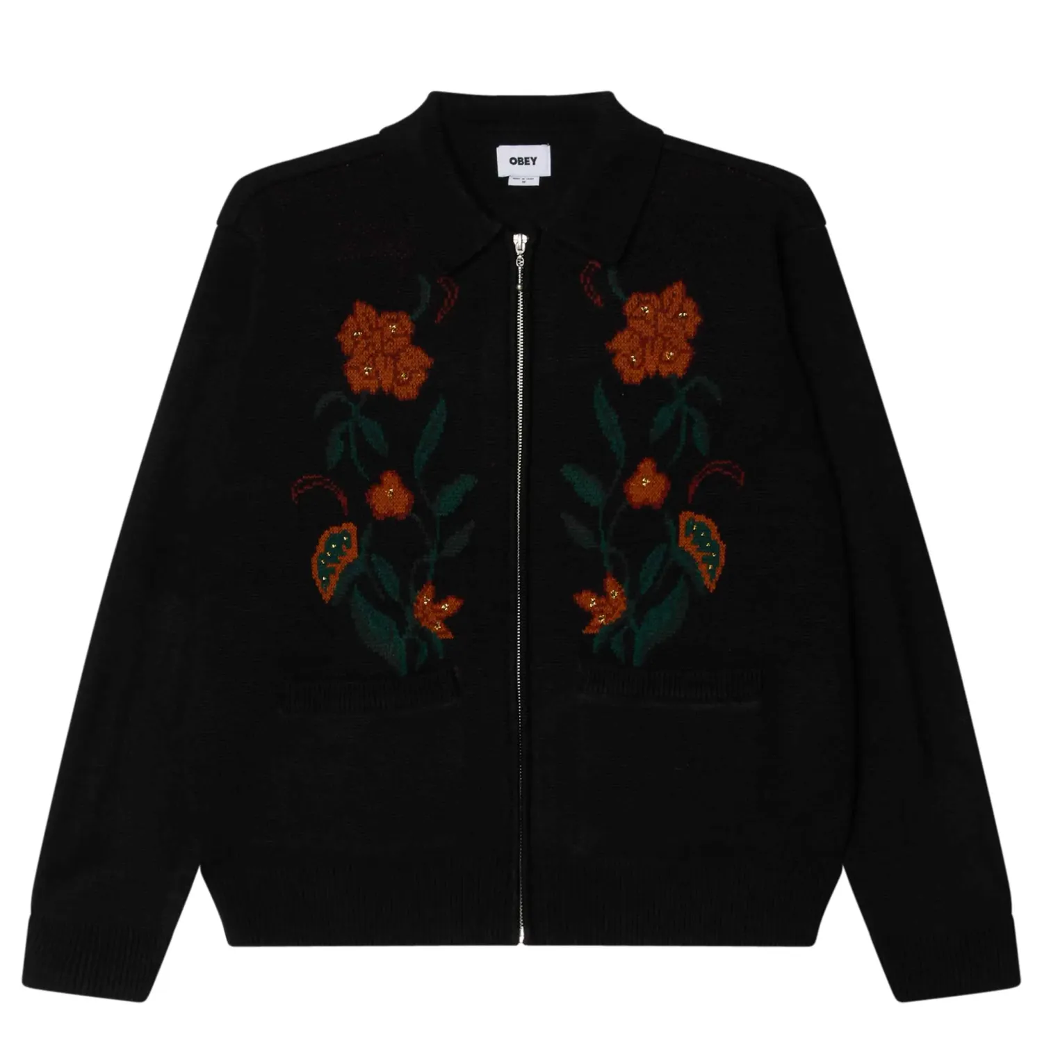 OBEY FLORAL FULL-ZIP CARDIGAN