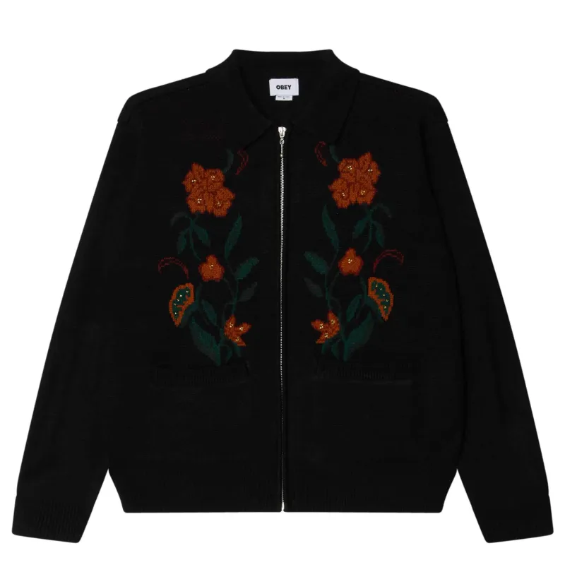 OBEY FLORAL FULL-ZIP CARDIGAN
