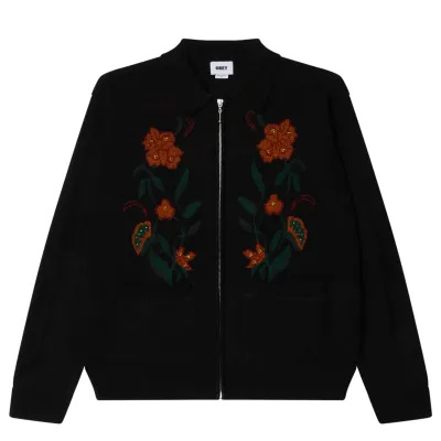 OBEY FLORAL FULL-ZIP CARDIGAN