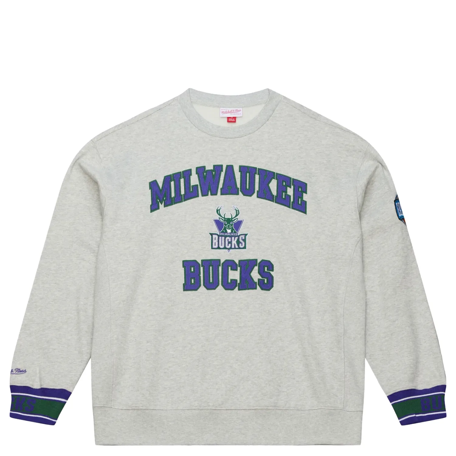 MITCHELL &amp; NESS MILWAUKEE BUCKS TEAM CELEBRATION CREWNECK SWEATSHIRT