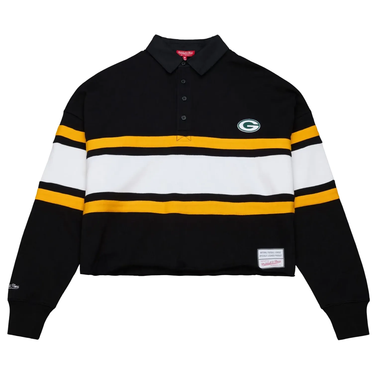 MITCHELL &amp; NESS GREEN BAY PACKERS WOMEN&#39;S CROPPED RUGBY POLO
