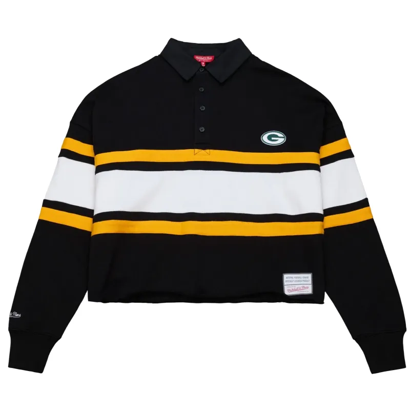 MITCHELL &amp; NESS GREEN BAY PACKERS WOMEN&#39;S CROPPED RUGBY POLO