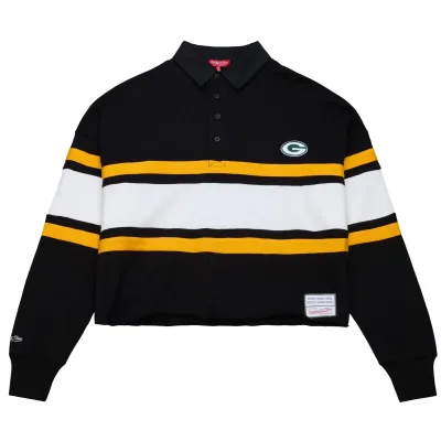 MITCHELL &amp; NESS GREEN BAY PACKERS WOMEN&#39;S CROPPED RUGBY POLO
