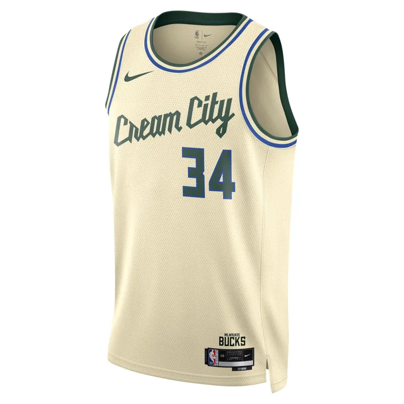 NIKE MILWAUKEE BUCKS GIANNIS ANTETOKOUNMPO CREAM CITY EDITION SWINGMAN JERSEY