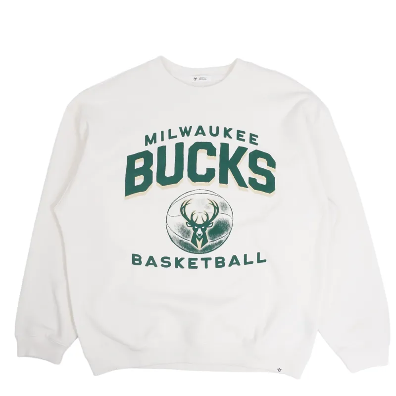 &#39;47 BRAND MILWAUKEE BUCKS WOMEN&#39;S ARCH CLOUD OVERSIZED CREWNECK SWEATSHIRT