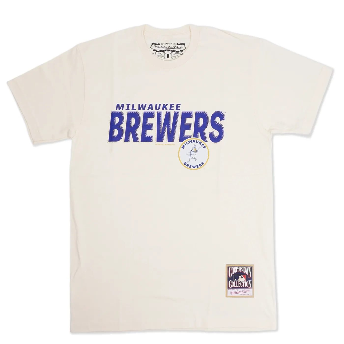 MITCHELL &amp; NESS MILWAUKEE BREWERS LOGO STITCH ARCH TEE