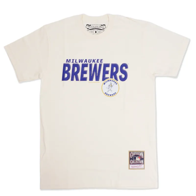 MITCHELL &amp; NESS MILWAUKEE BREWERS LOGO STITCH ARCH TEE